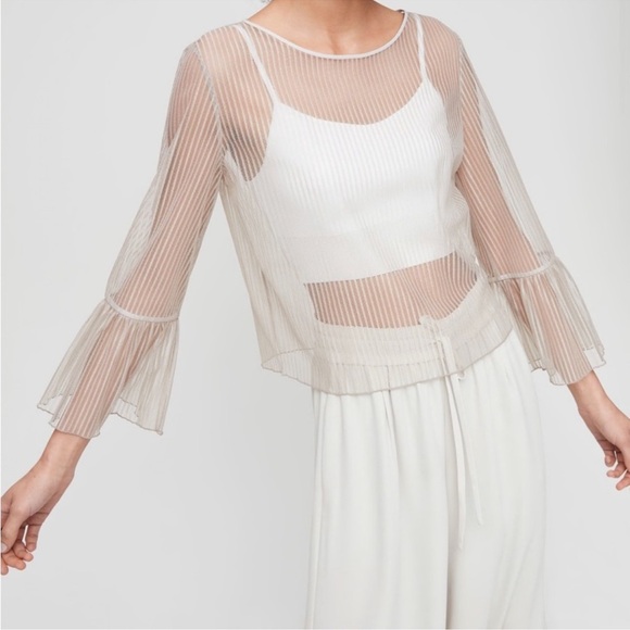 Aritzia Babaton Humbert Blouse Black Mesh Top Size S - Picture 1 of 8